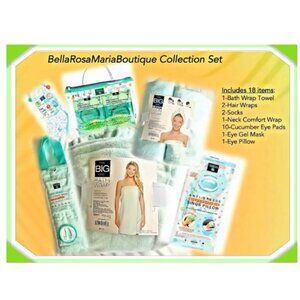 BellaRosaMariaBoutique | 18-Piece Spa Set | Acqua/White | Size-Med/Large